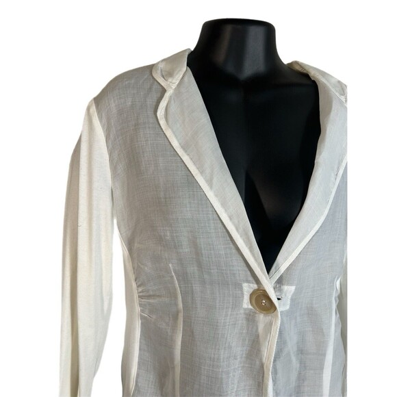 Brunello Cucinelli Jacket White Sheer Cotton M Ramie Solid Sleeves Light Cool - Picture 3 of 10
